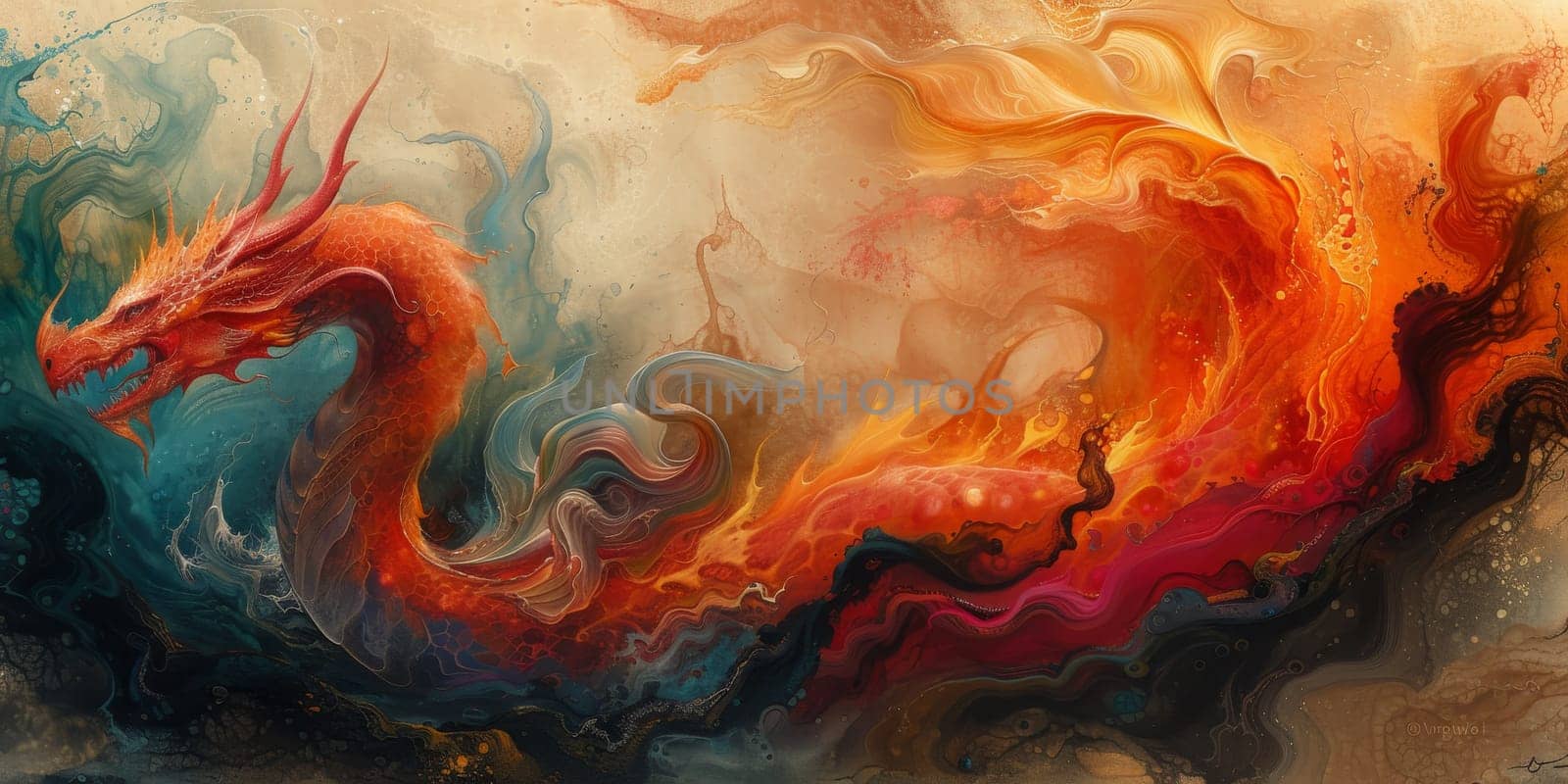 Chinese New Year dragon watercolor background