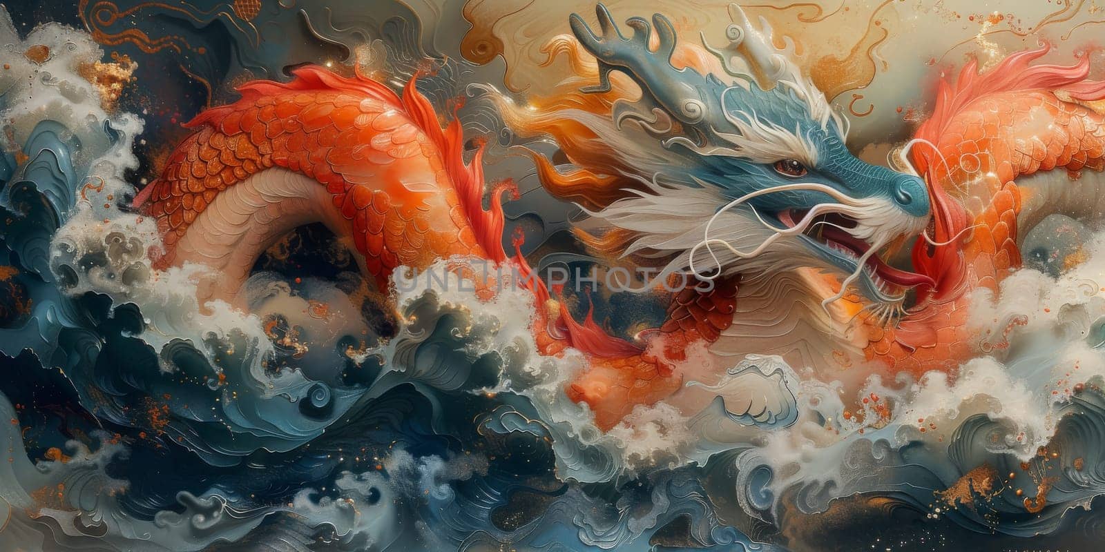 Chinese New Year dragon watercolor background. by Benzoix