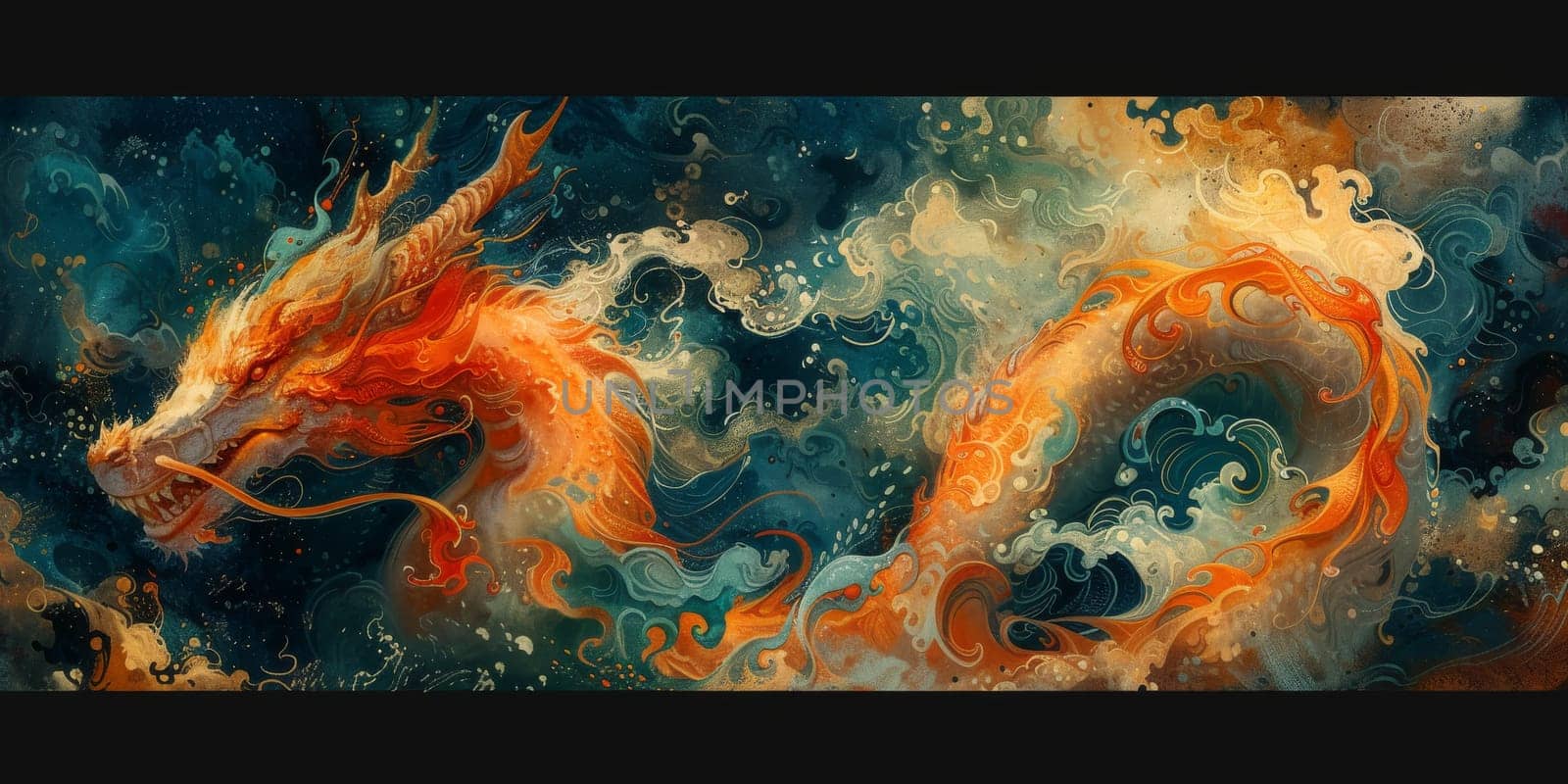 Chinese New Year dragon watercolor background