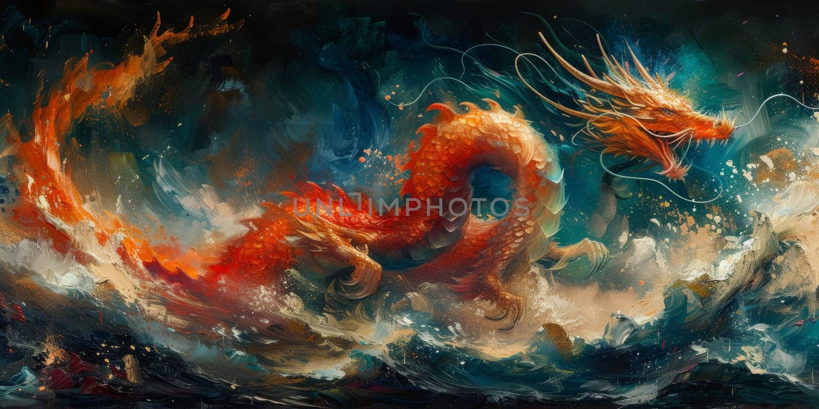 Chinese New Year dragon watercolor background. by Benzoix