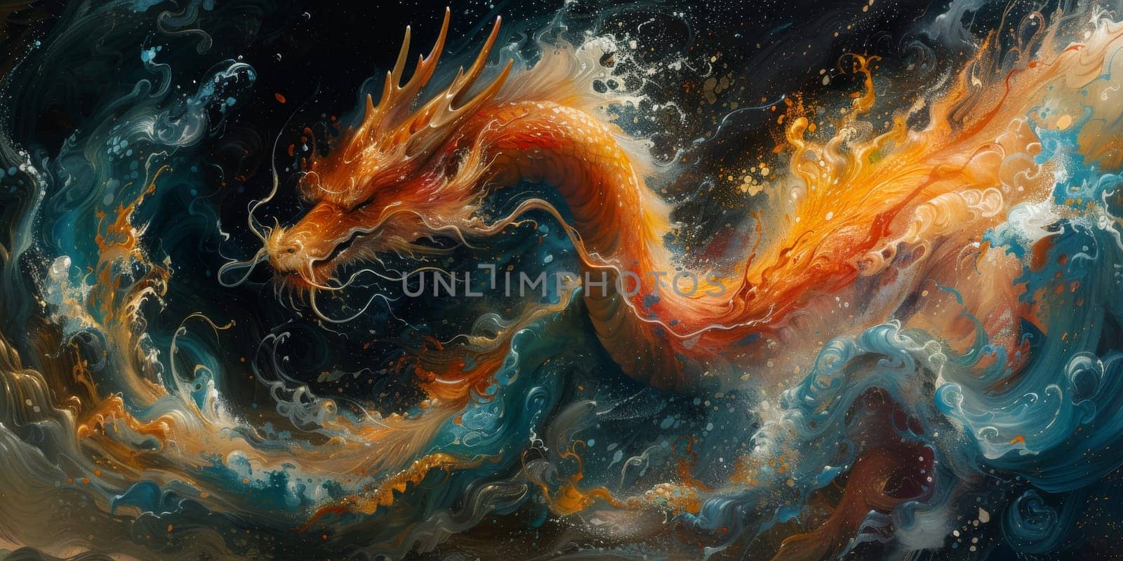 Chinese New Year dragon watercolor background