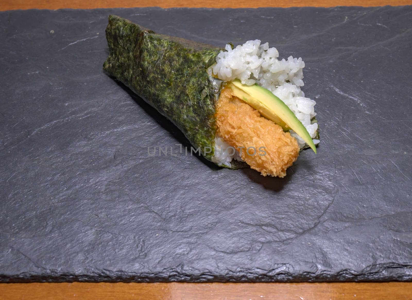 Japanese food - Temake of seafood in tempura,