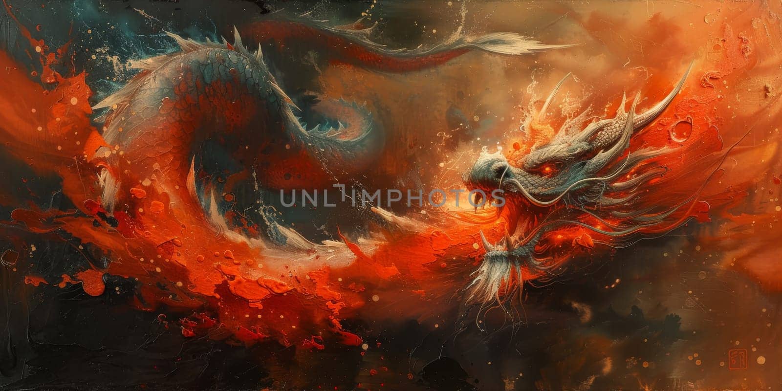 Chinese New Year dragon watercolor background