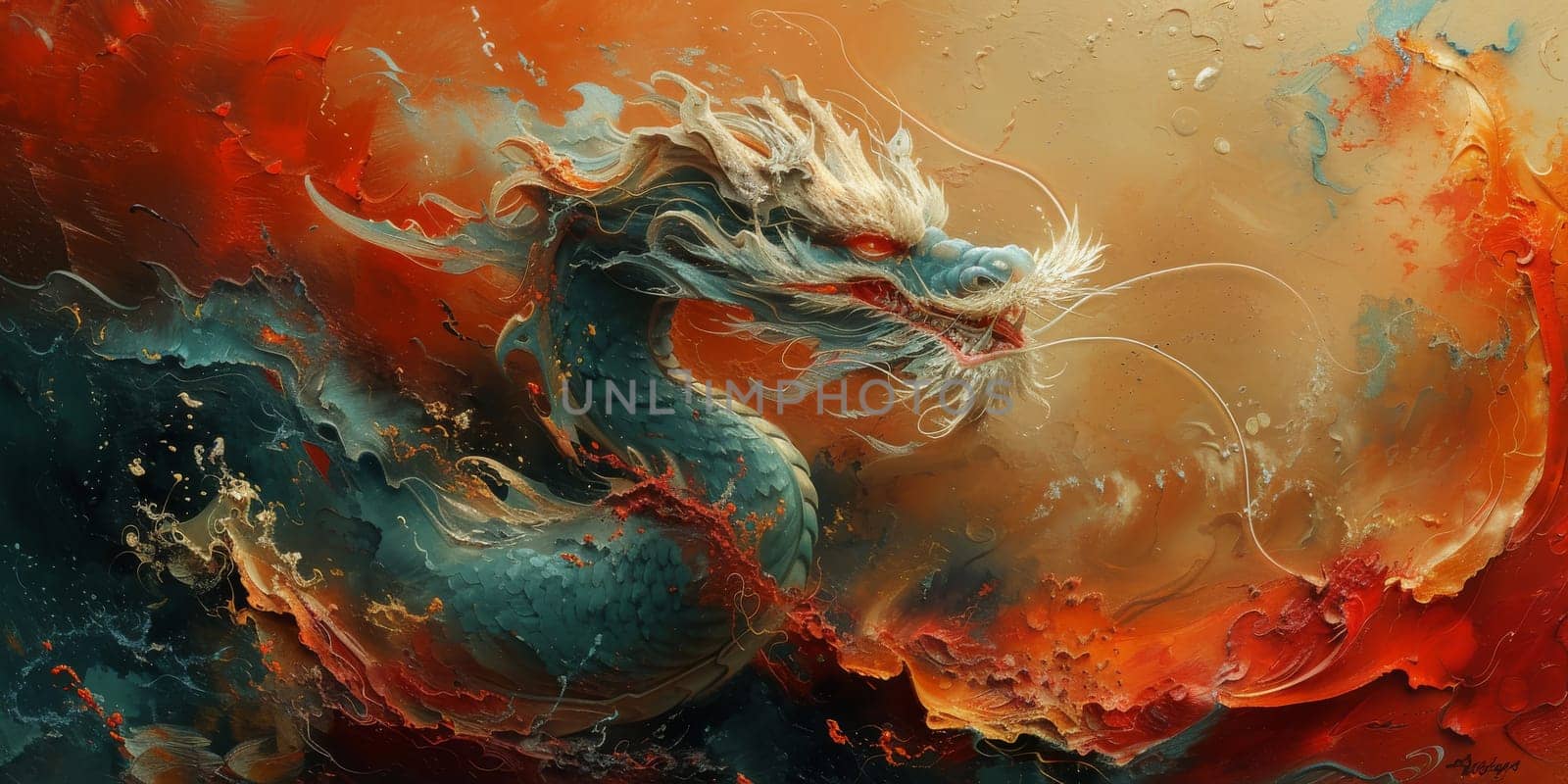 Chinese New Year dragon watercolor background