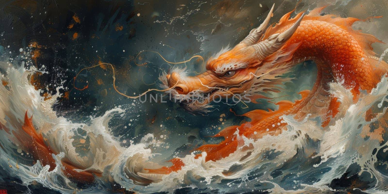 Chinese New Year dragon watercolor background