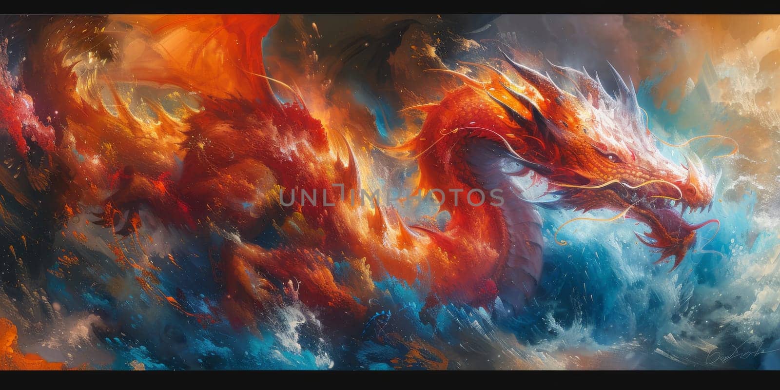 Chinese New Year dragon watercolor background