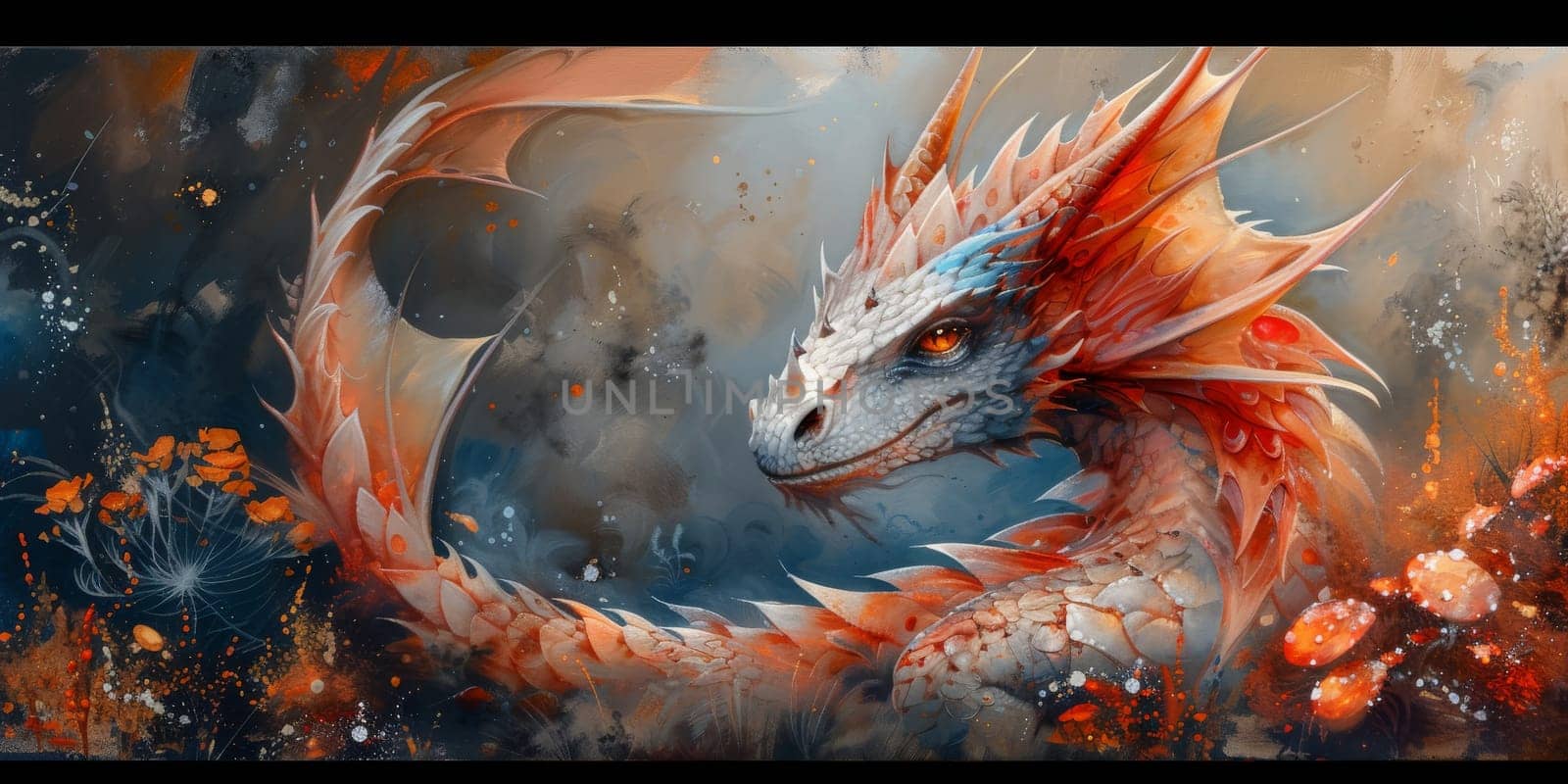 Chinese New Year dragon watercolor background. by Benzoix