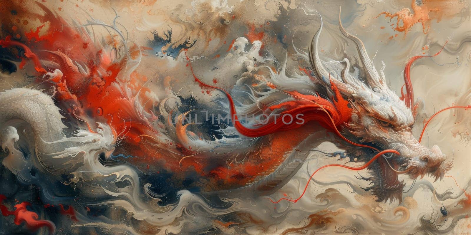 Chinese New Year dragon watercolor background. by Benzoix