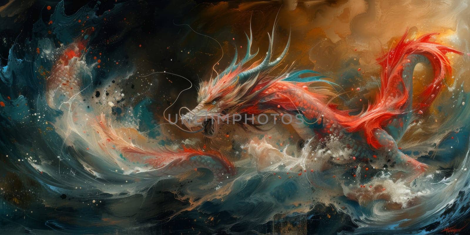 Chinese New Year dragon watercolor background. by Benzoix