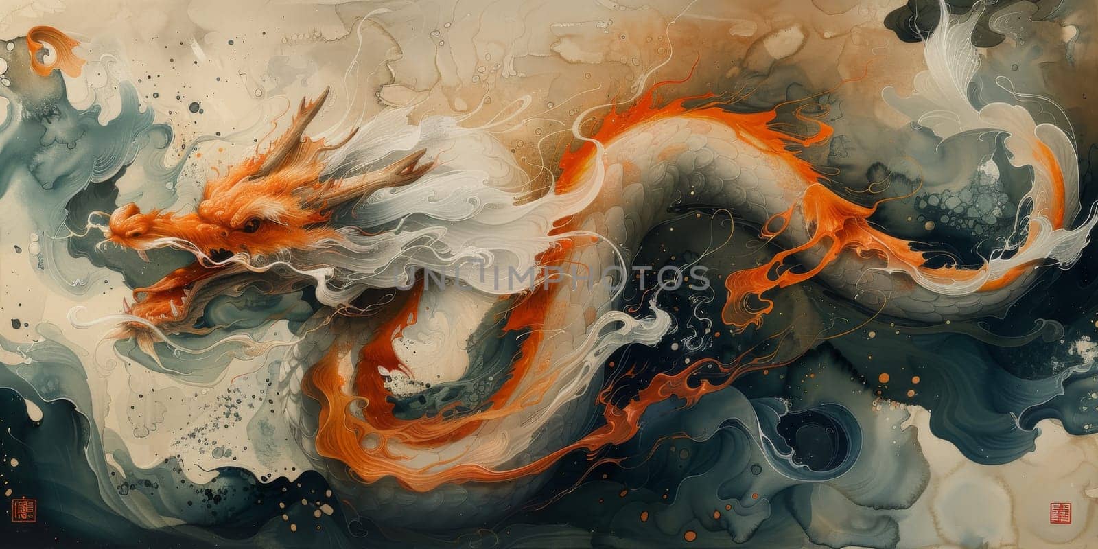 Chinese New Year dragon watercolor background. by Benzoix