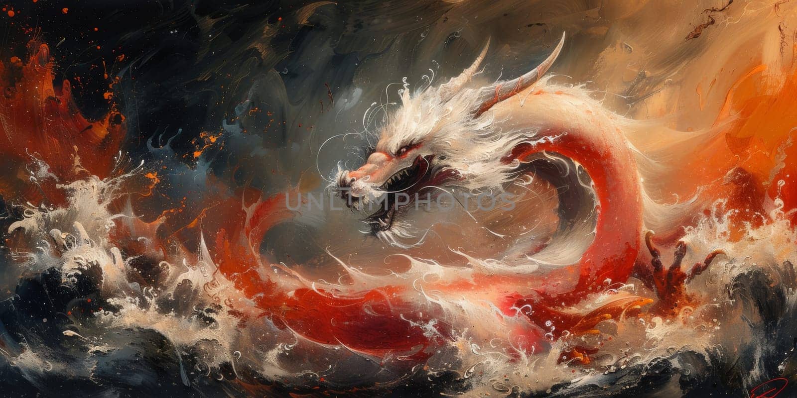 Chinese New Year dragon watercolor background. by Benzoix