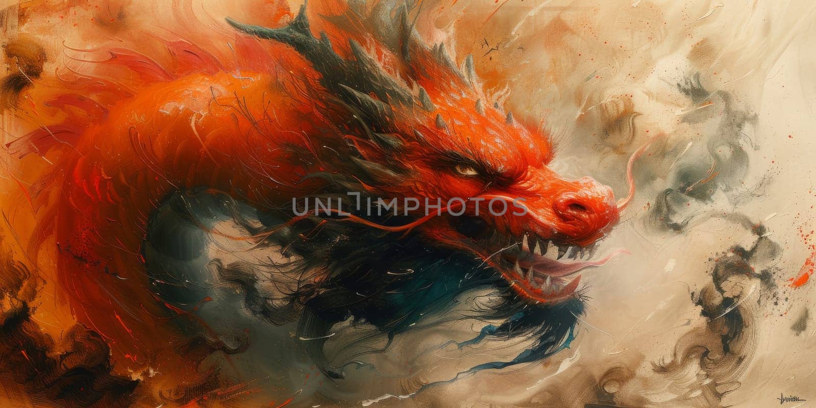 Chinese New Year dragon watercolor background. by Benzoix