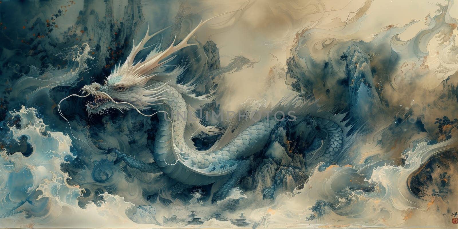 Chinese New Year dragon watercolor background. by Benzoix