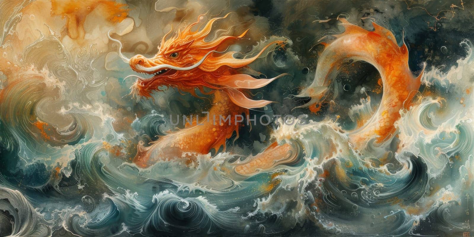 Chinese New Year dragon watercolor background