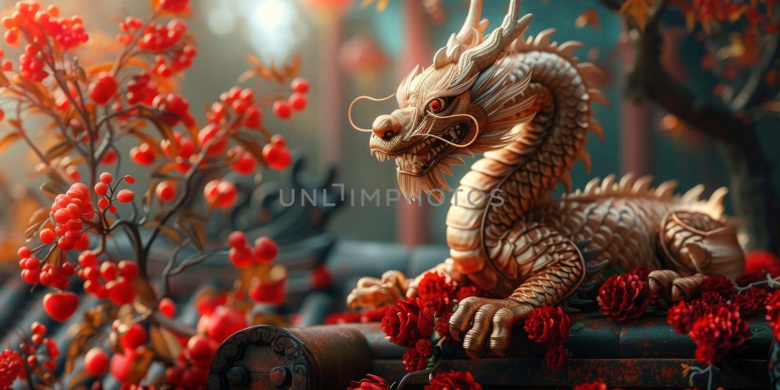 Chinese New Year dragon watercolor background. by Benzoix