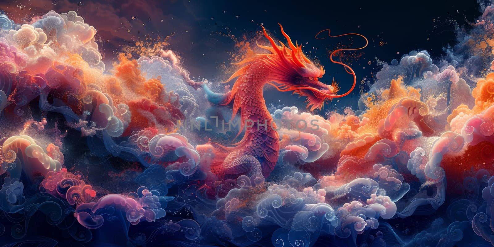 Chinese New Year dragon watercolor background