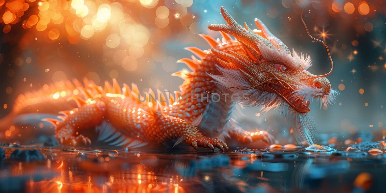 Chinese New Year dragon watercolor background. by Benzoix