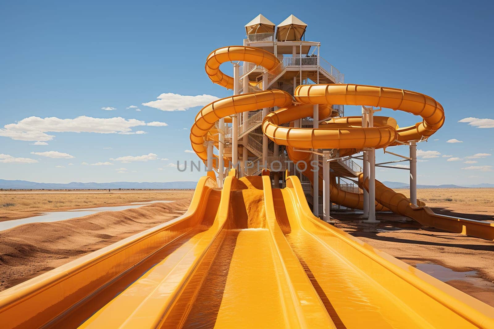 A water park in the middle of the desert.