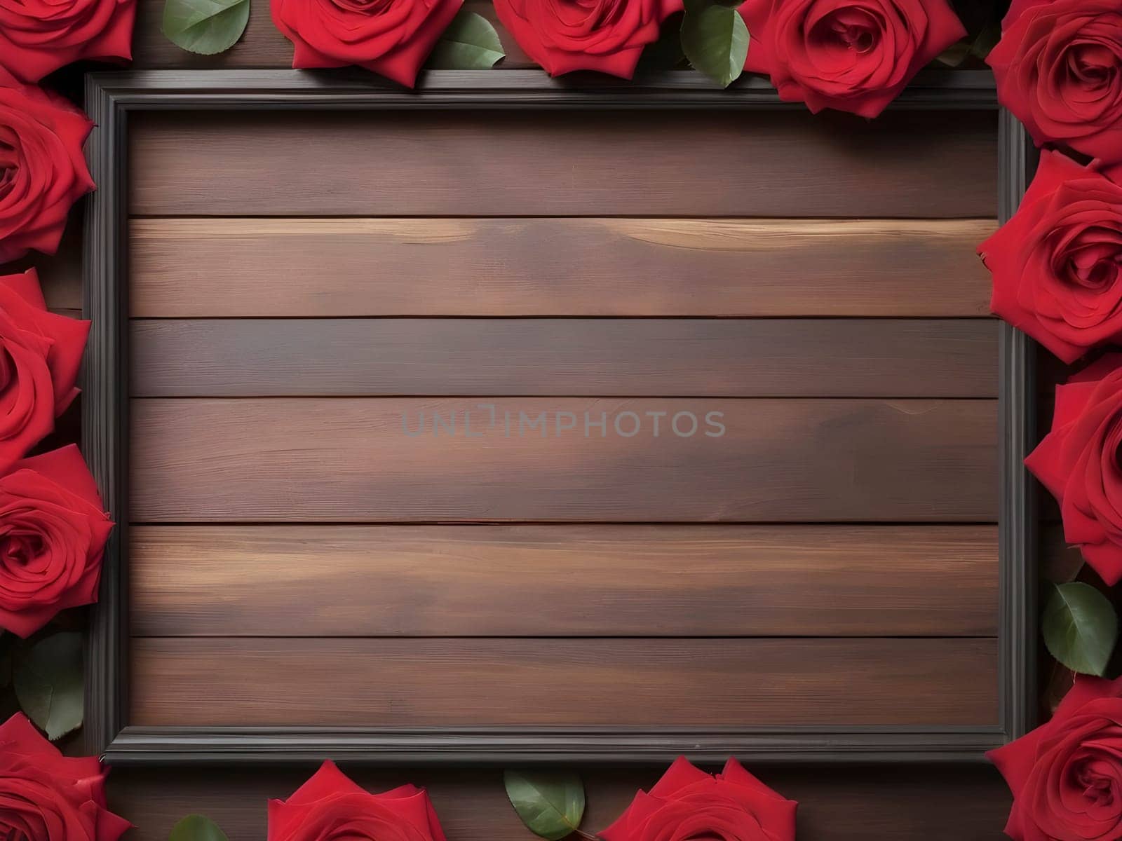 Elegant Blooms. Red Roses on a Wooden Canvas.