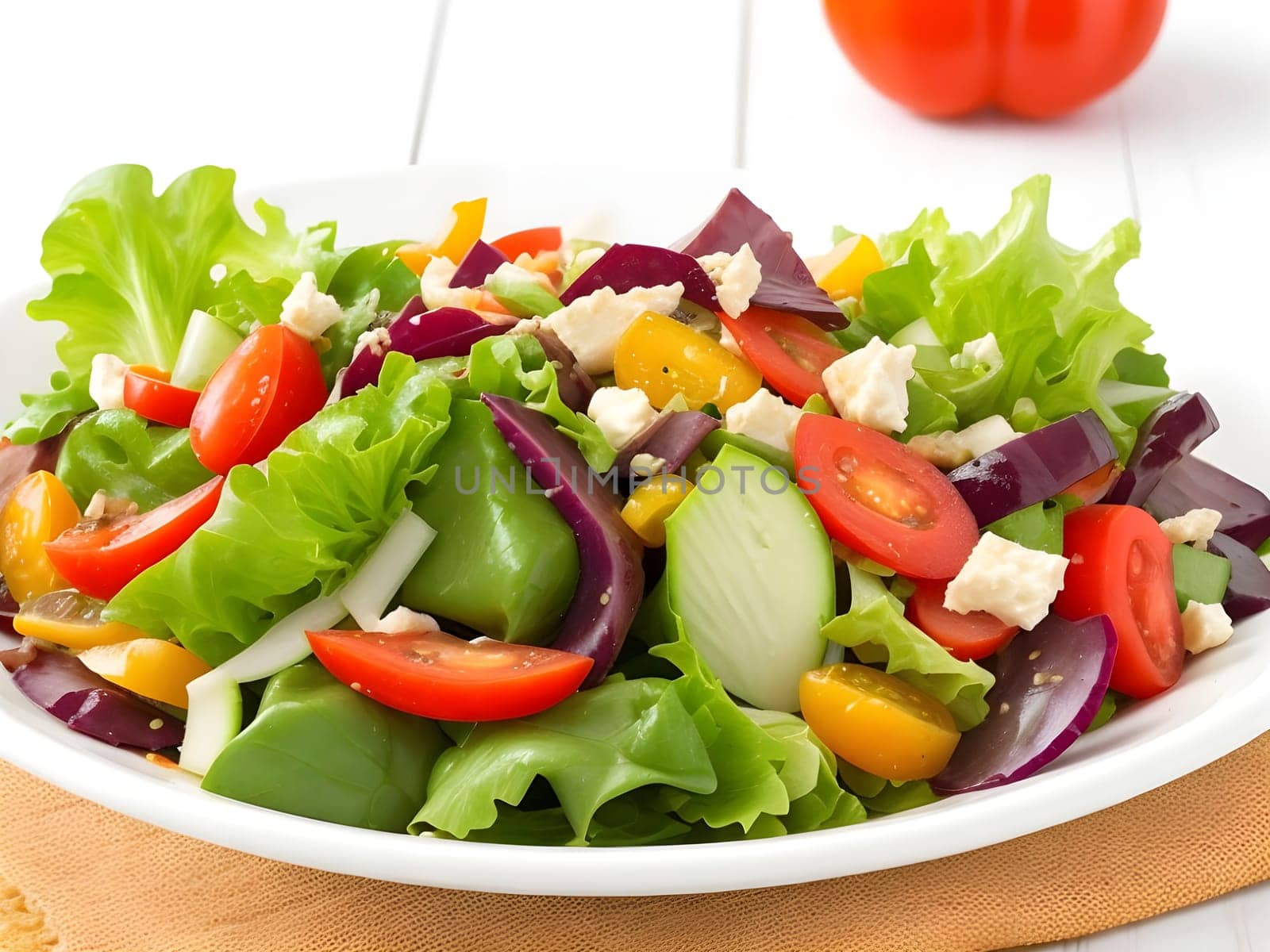 A mix of fresh greens and cherry tomatoes in a vibrant salad delight.