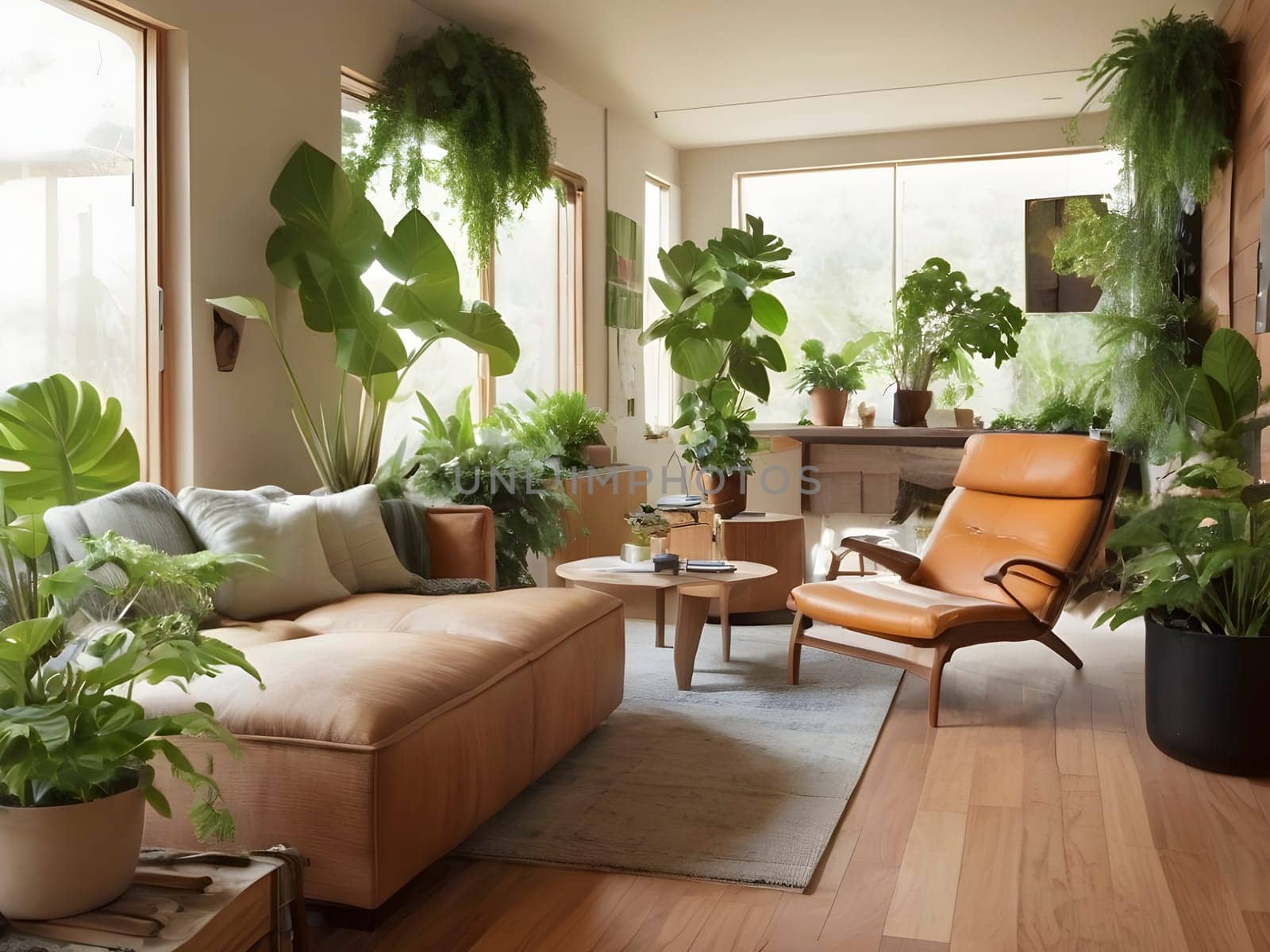 Ecologists incorporating sustainable elements into their homes, such as indoor plants, recycled furniture, and energy-efficient appliances.
