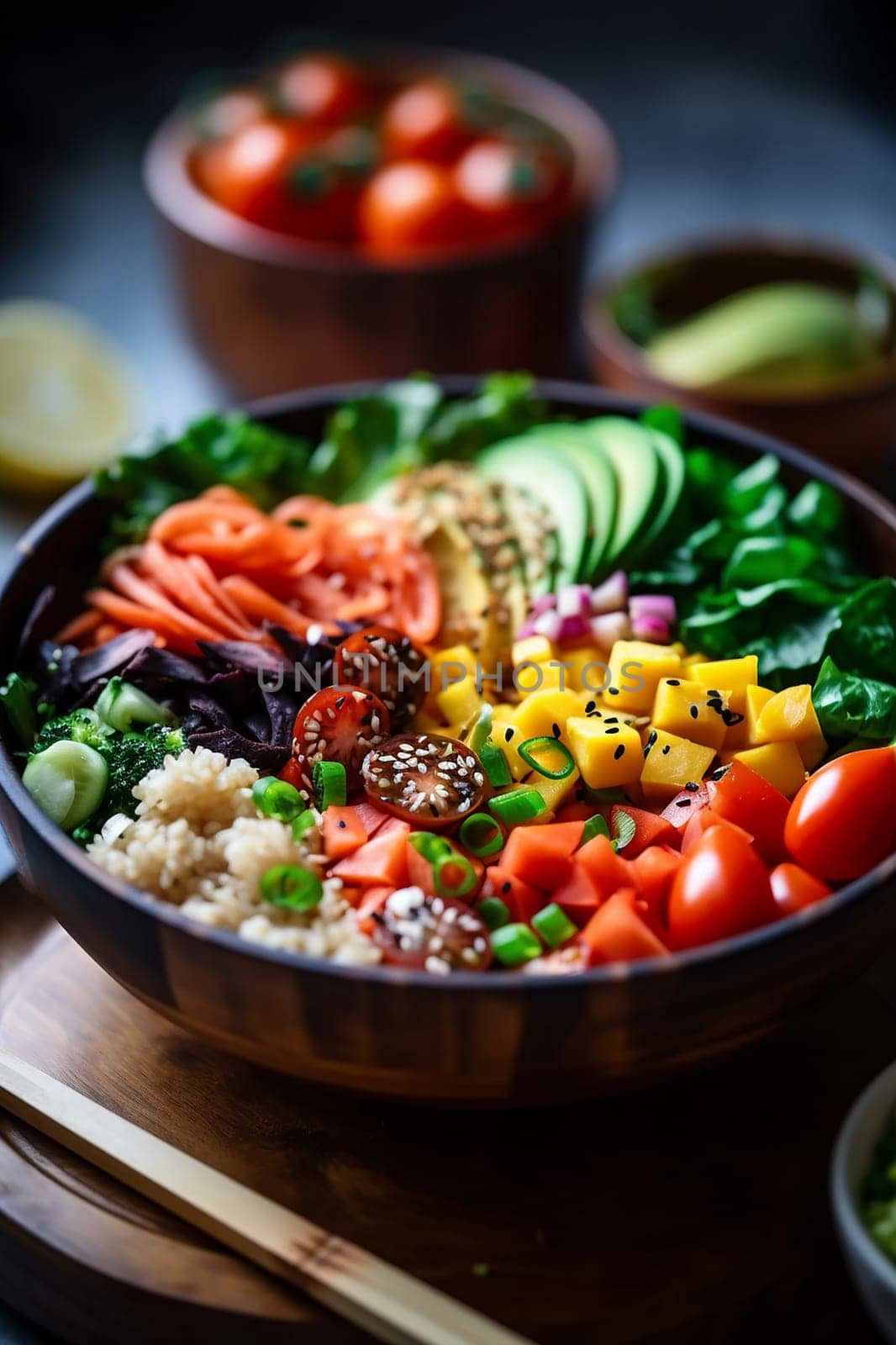 Colorful assorted vegetables in a bowl, fresh and healthy meal.