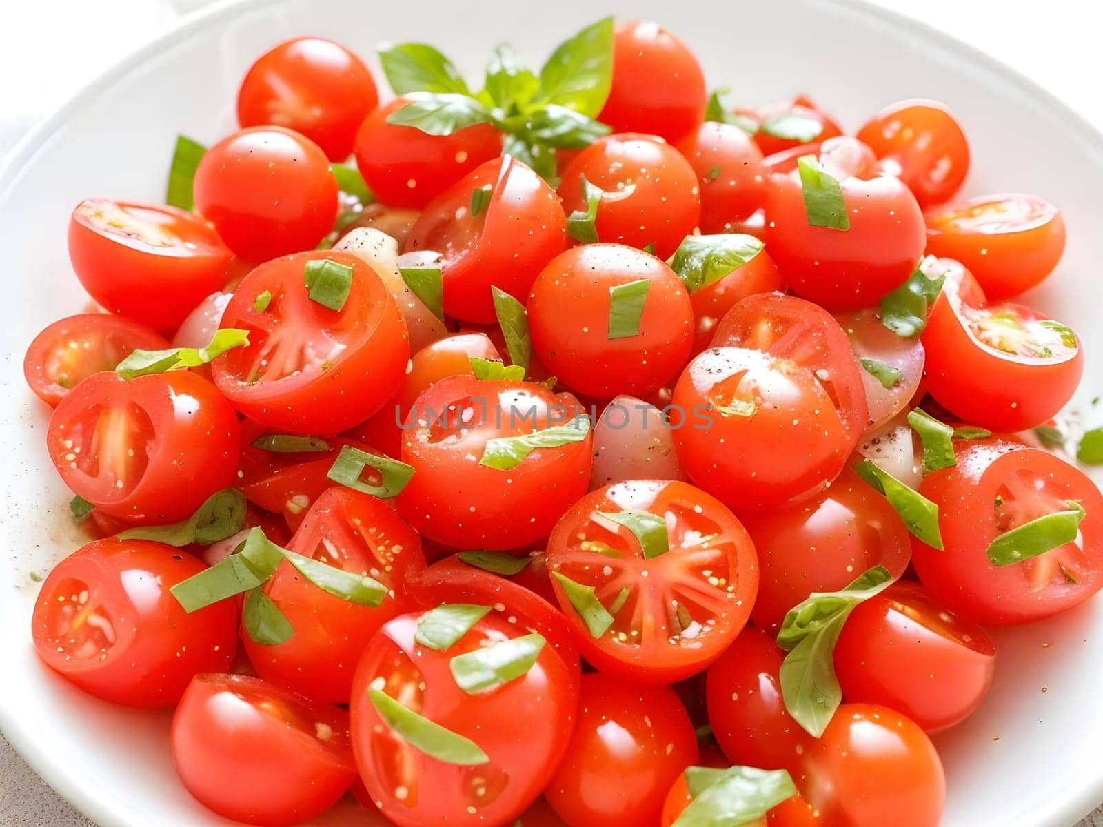 A vibrant tomato salad. A fresh and flavorful salad.