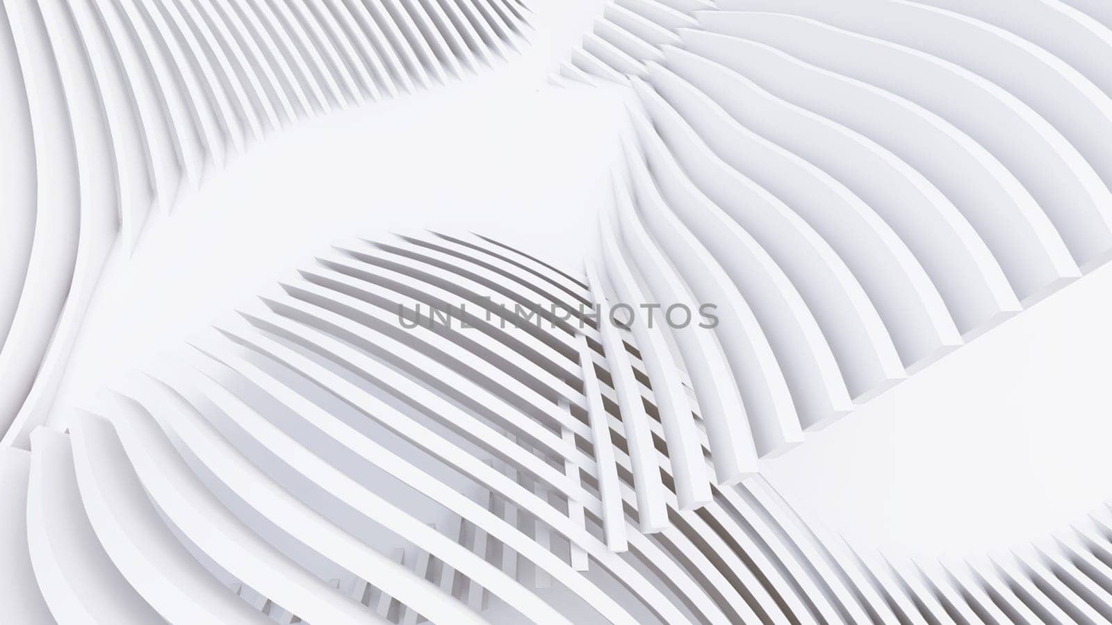 Abstract Curved Shapes. White Circular Background. Abstract background. 3d illustration