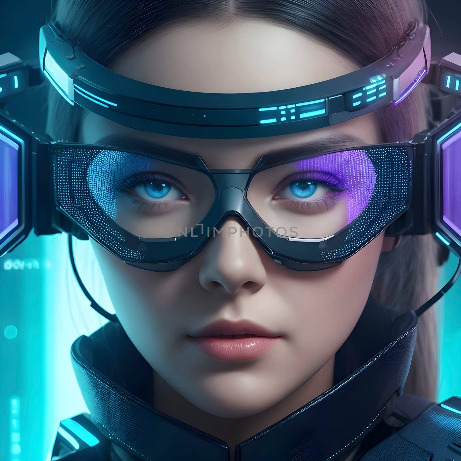 Woman with cyber technology eye panel concept by mailos