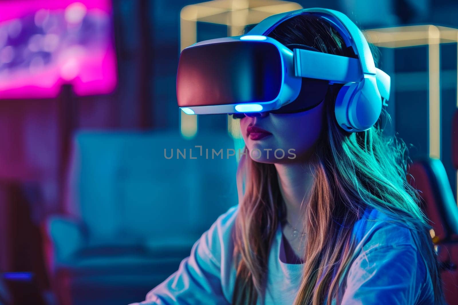 Woman Wearing Virtual Reality Headset by vladimka