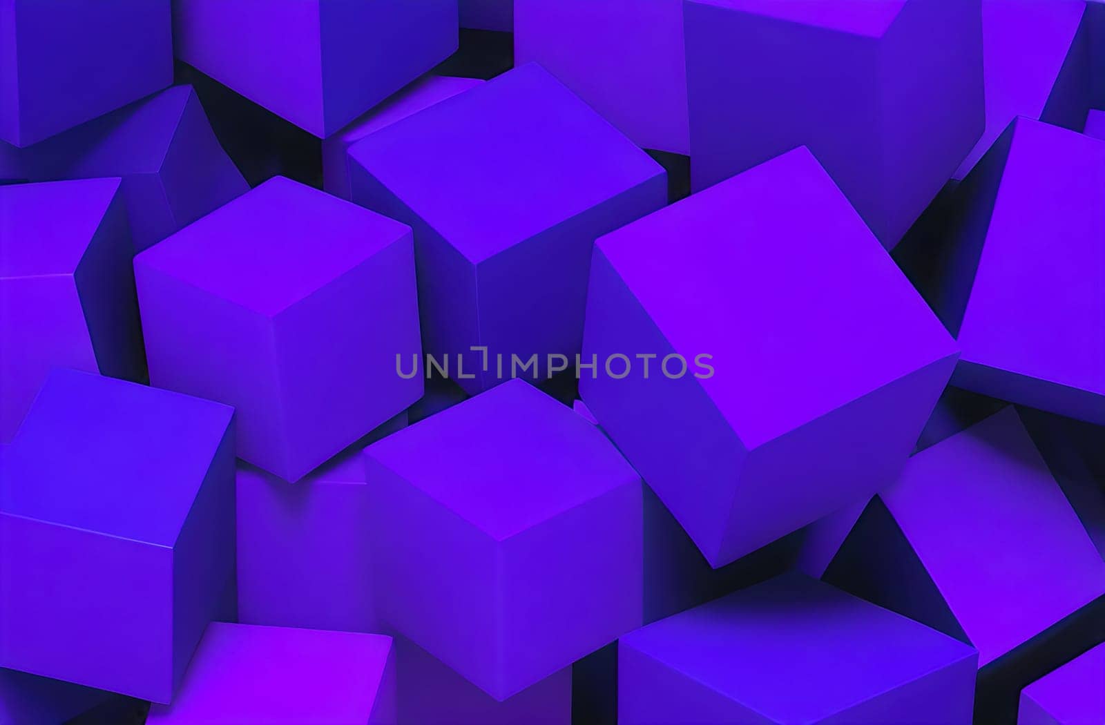 Purple abstract geometric background with three-dimensional solid rectangular cube shapes.