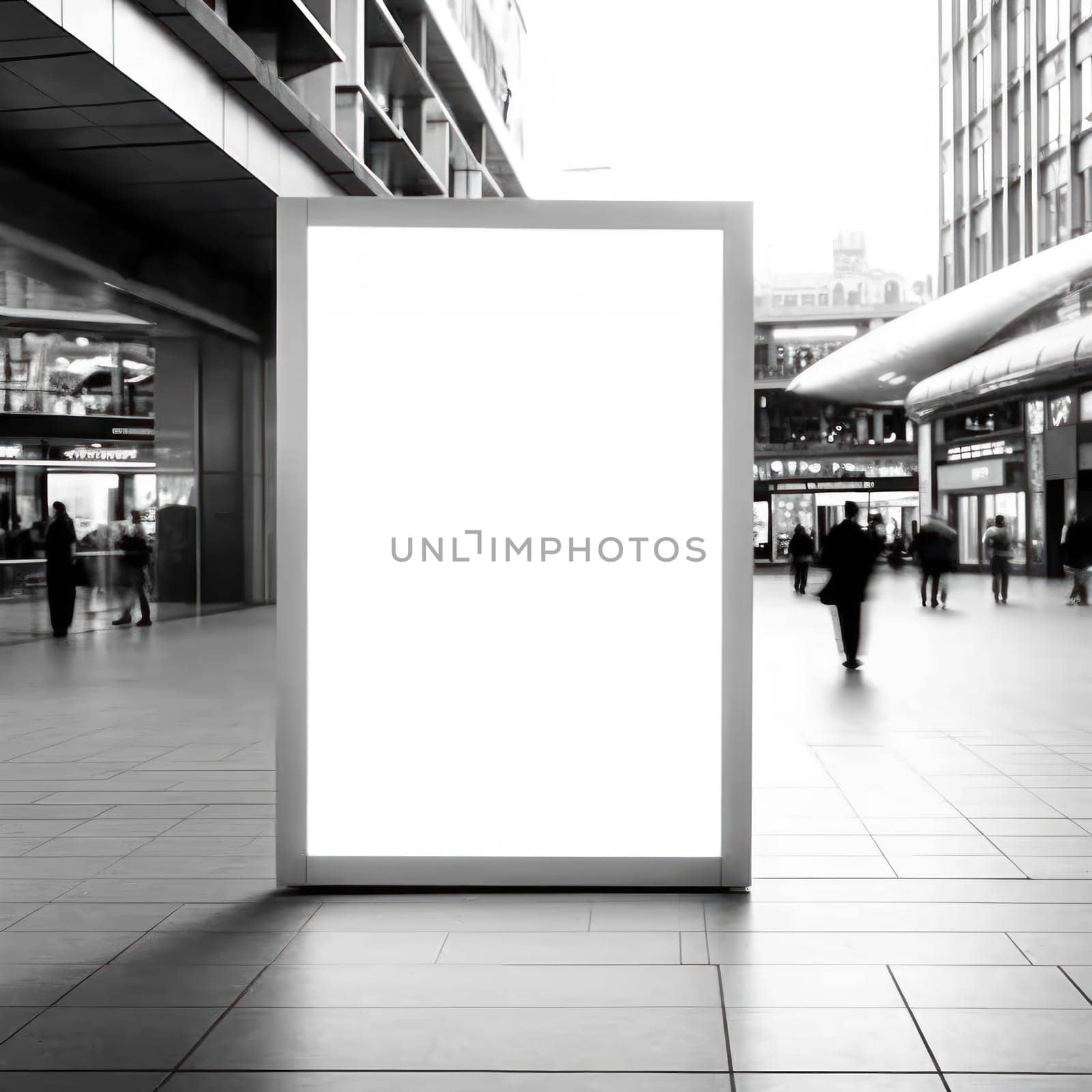 Blank advertising billboard in a large-scale square size . Generative AI.