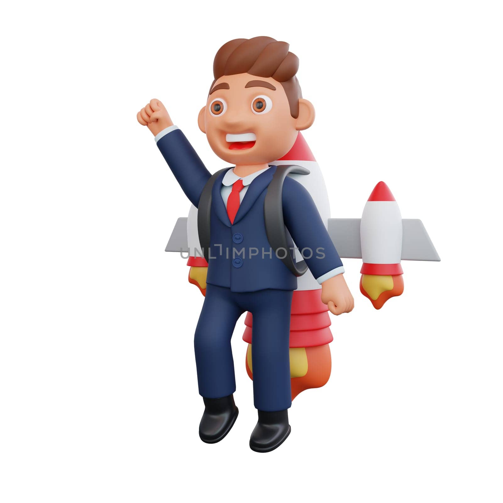 3d Illustration businessman character manager in different poses and business activities