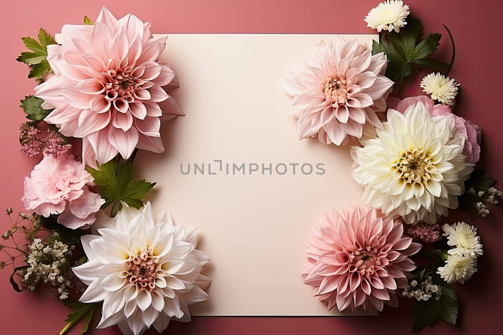 Pink flowers on a white background, Closeup, Empty place for inspirational text by AnatoliiFoto