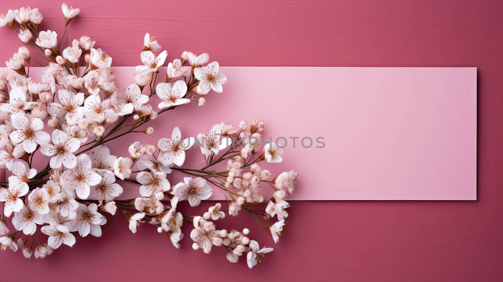 Pink flowers on a white background, Closeup, Empty place for inspirational text by AnatoliiFoto