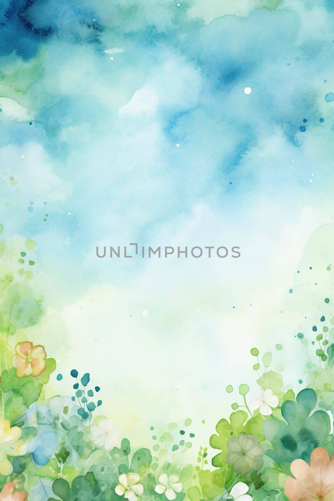 Watercolor background with plants, perfect for Earth Day themes, spring events, eco-friendly branding, and serene nature-inspired projects with ample copy space. Vertical format. Generative AI