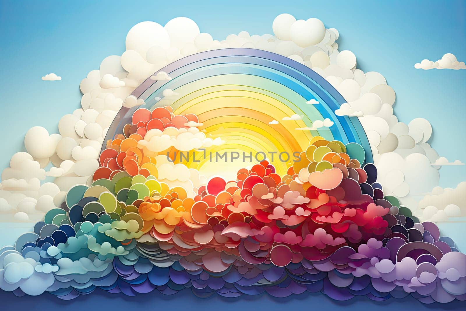 Bright, multicolored abstraction illustrating the symbolic meaning, background, Illustration for cover, interior design, AI generative.