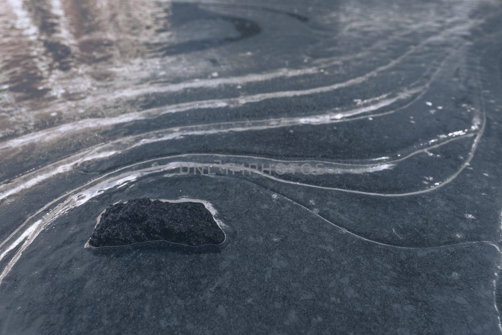 Ice Background, Black Arctic SnowScape, Toned in Dark Blue Color. by LipikStockMedia