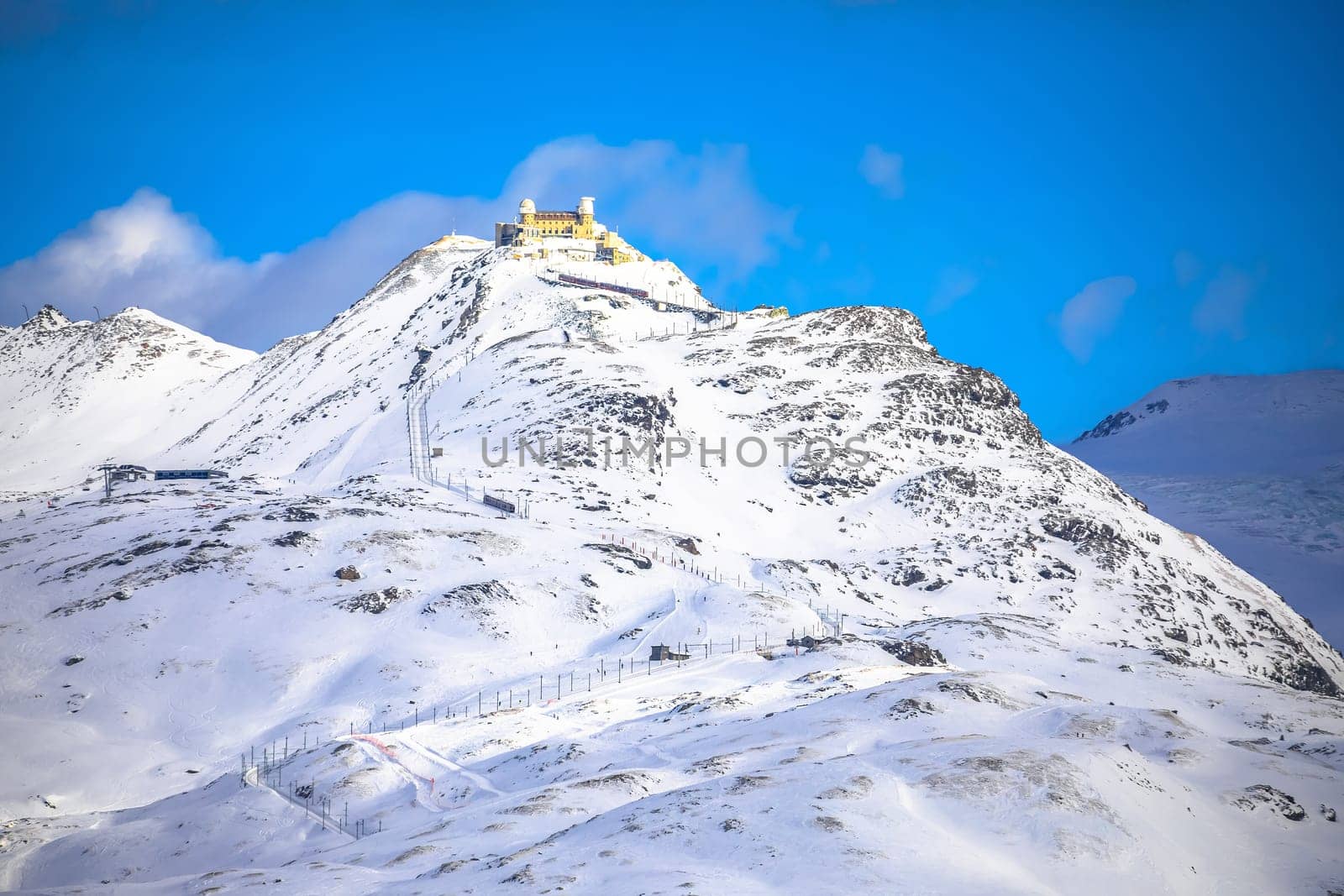 Gorngerat peak in Zermatt ski area view, Valais region in Switzerland Alps