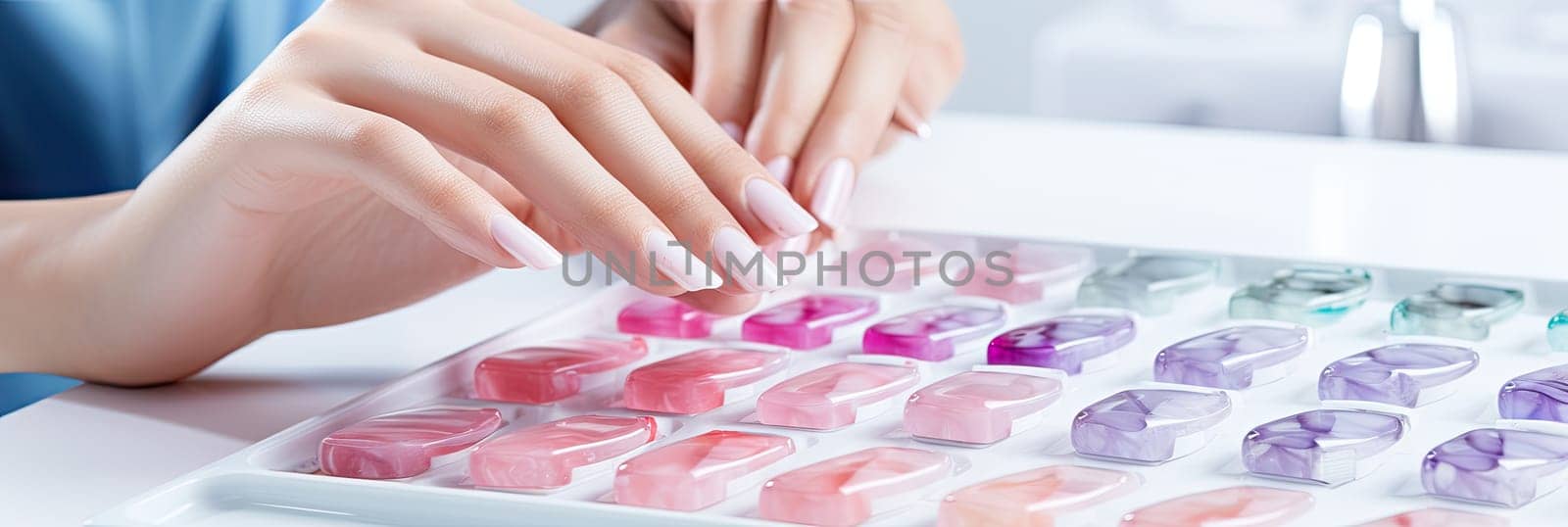 Brightly colored nail polishes in different cans, Nail care, manicure, Ai by AnatoliiFoto