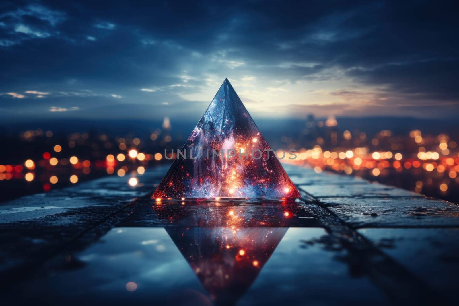 Abstract pyramid triangle background on black and white ,color illustration Generative Ai by matamnad