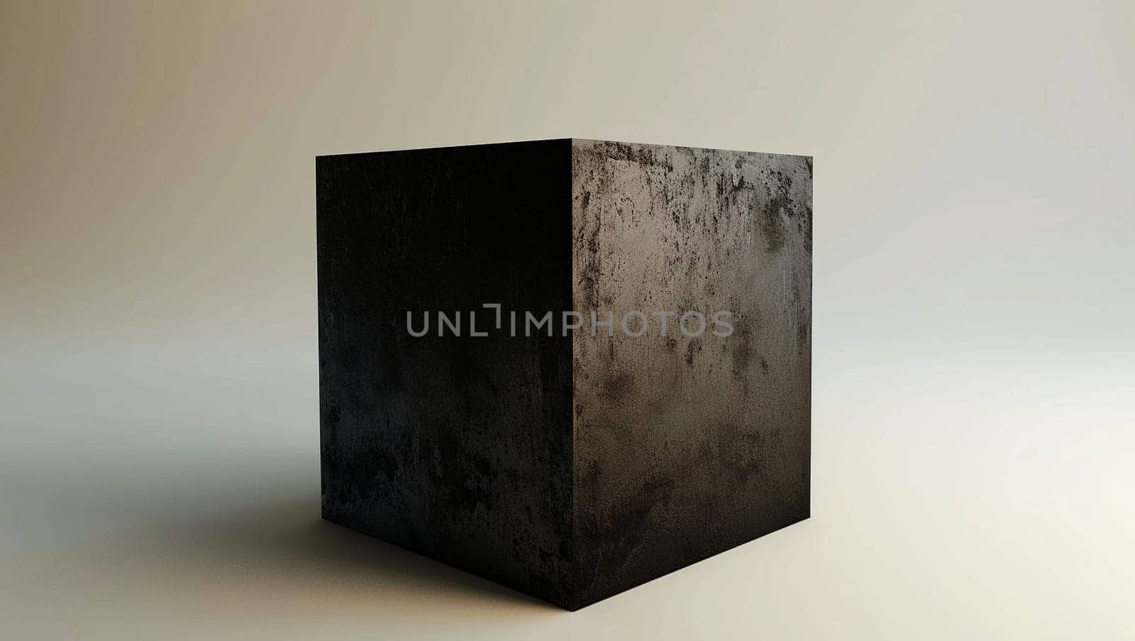 3D black cube on light background. Beautiful element with shadows. by Sneznyj