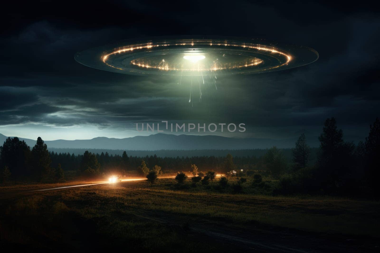 ufo in the night made by generative AI by matamnad