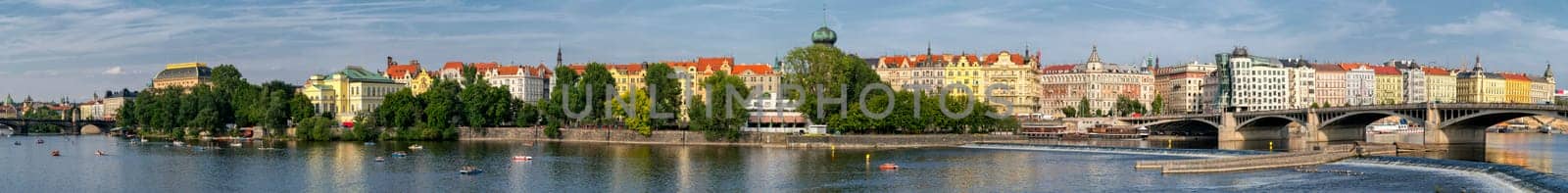 Prague view panorama cityscape from moldova river by AndreaIzzotti