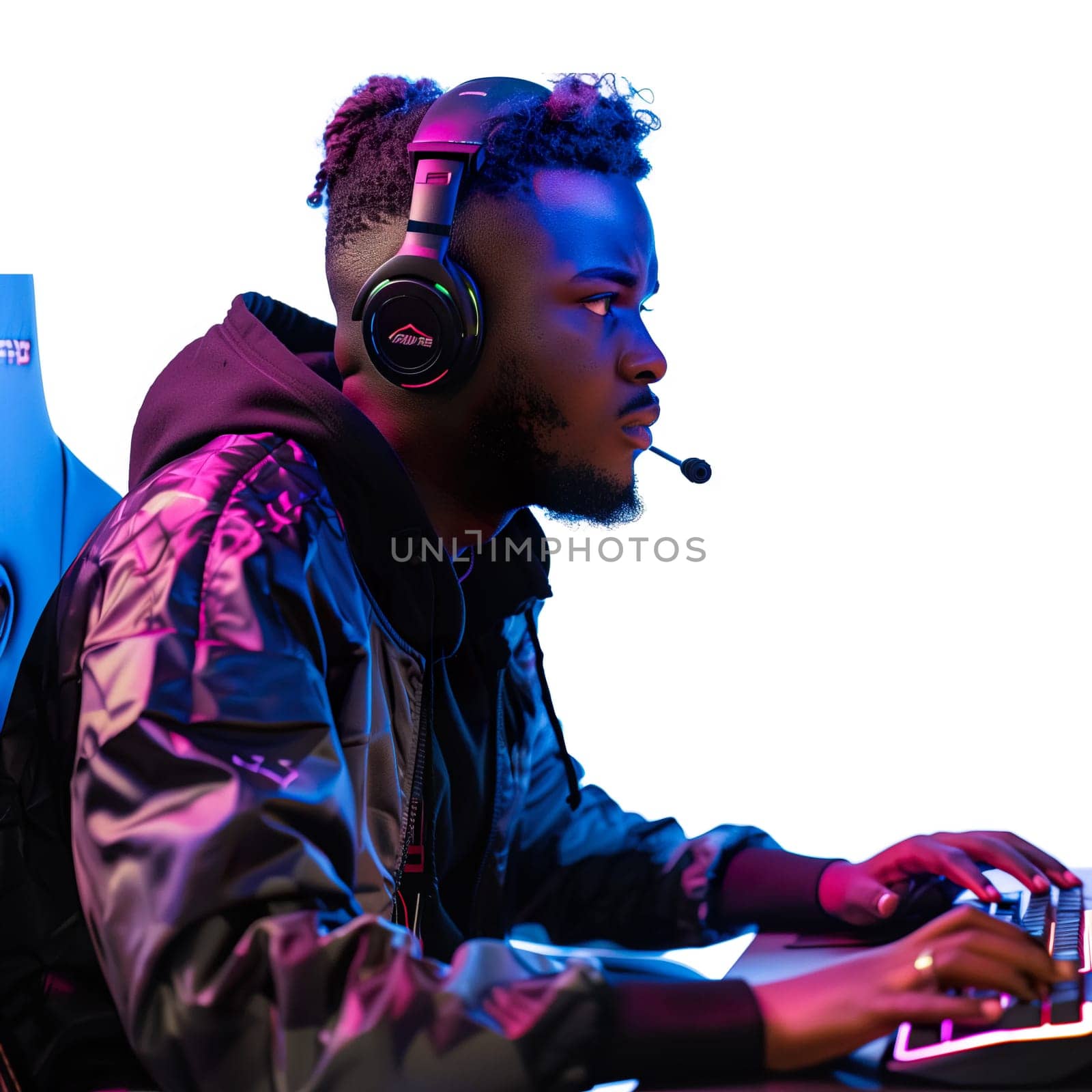Black man streamer playing in computer by Dustick