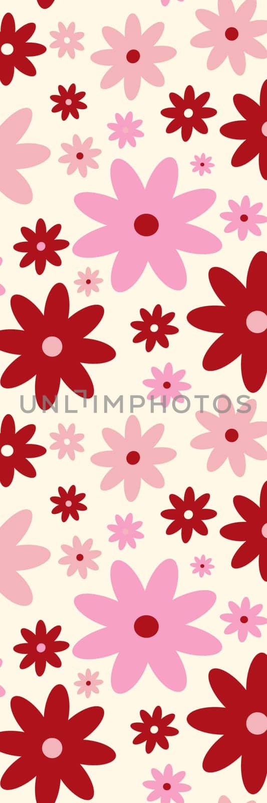 Red and pink floral cute printable bookmark with spring flowers