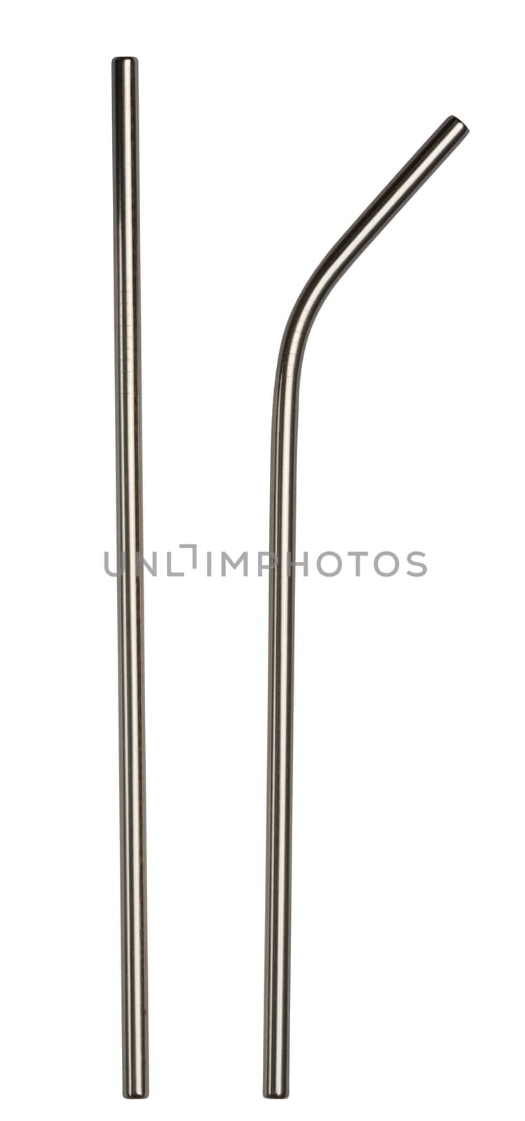 Metal straw for drinks and cocktails on an isolated background by ndanko