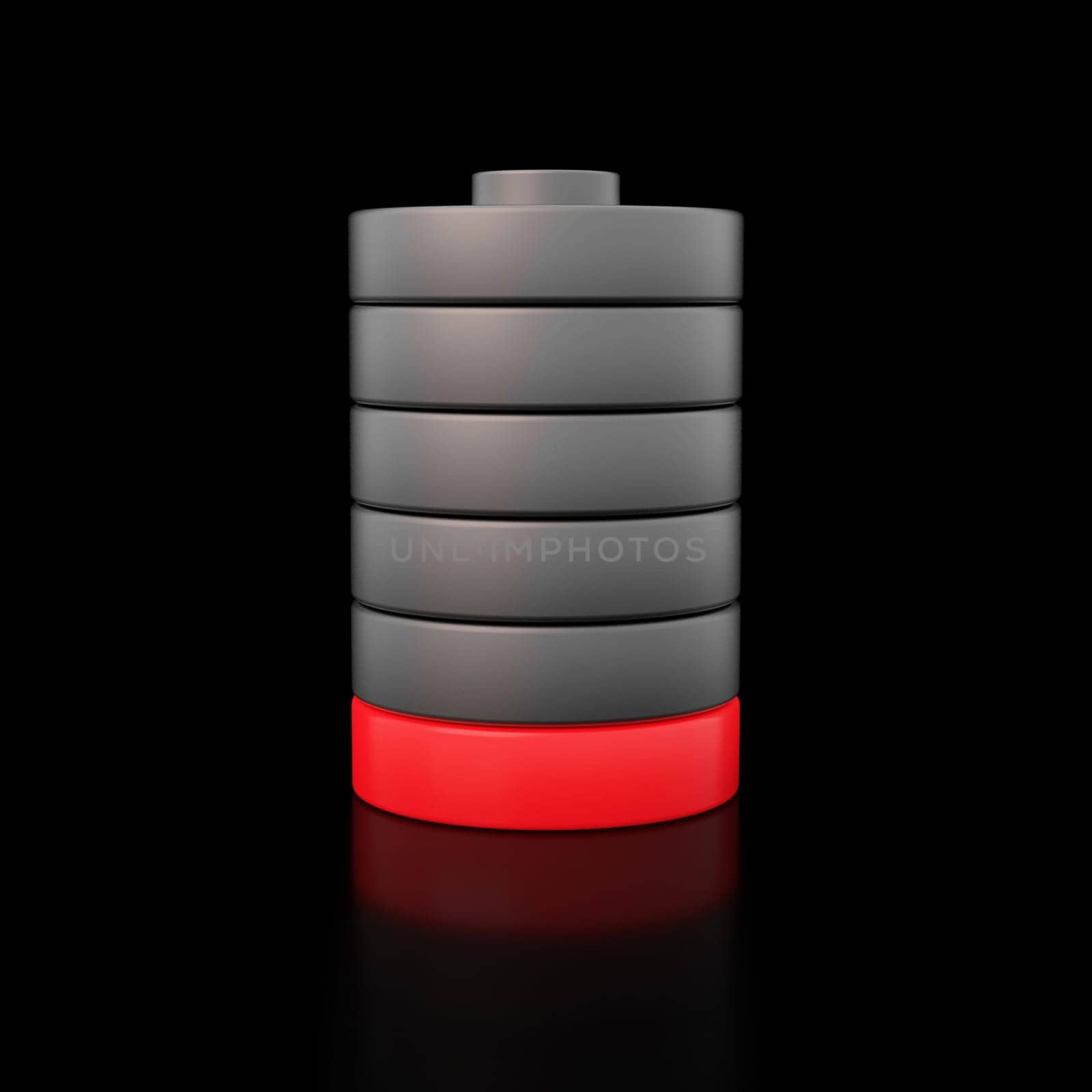 Low battery indicator on black background. by ImagesRouges