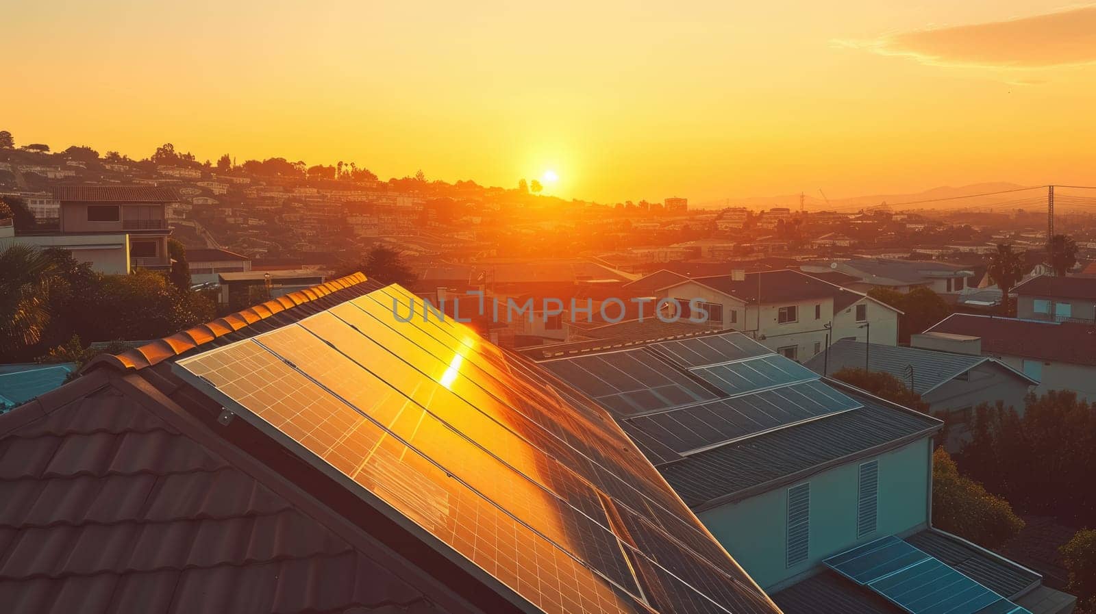 Residential Solar Panels at Sunset AIG41 by biancoblue
