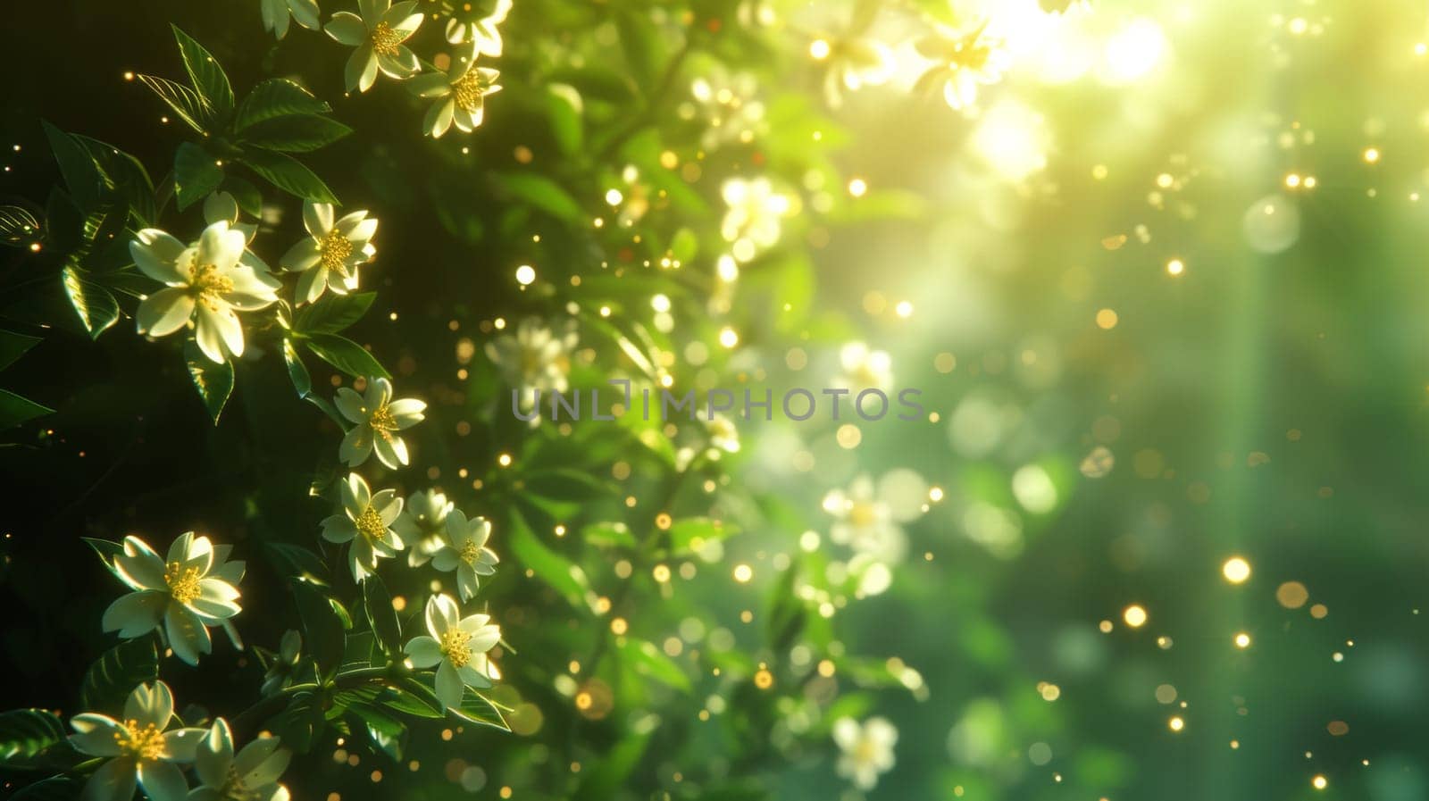 A close up of a bunch of flowers with sun shining on them